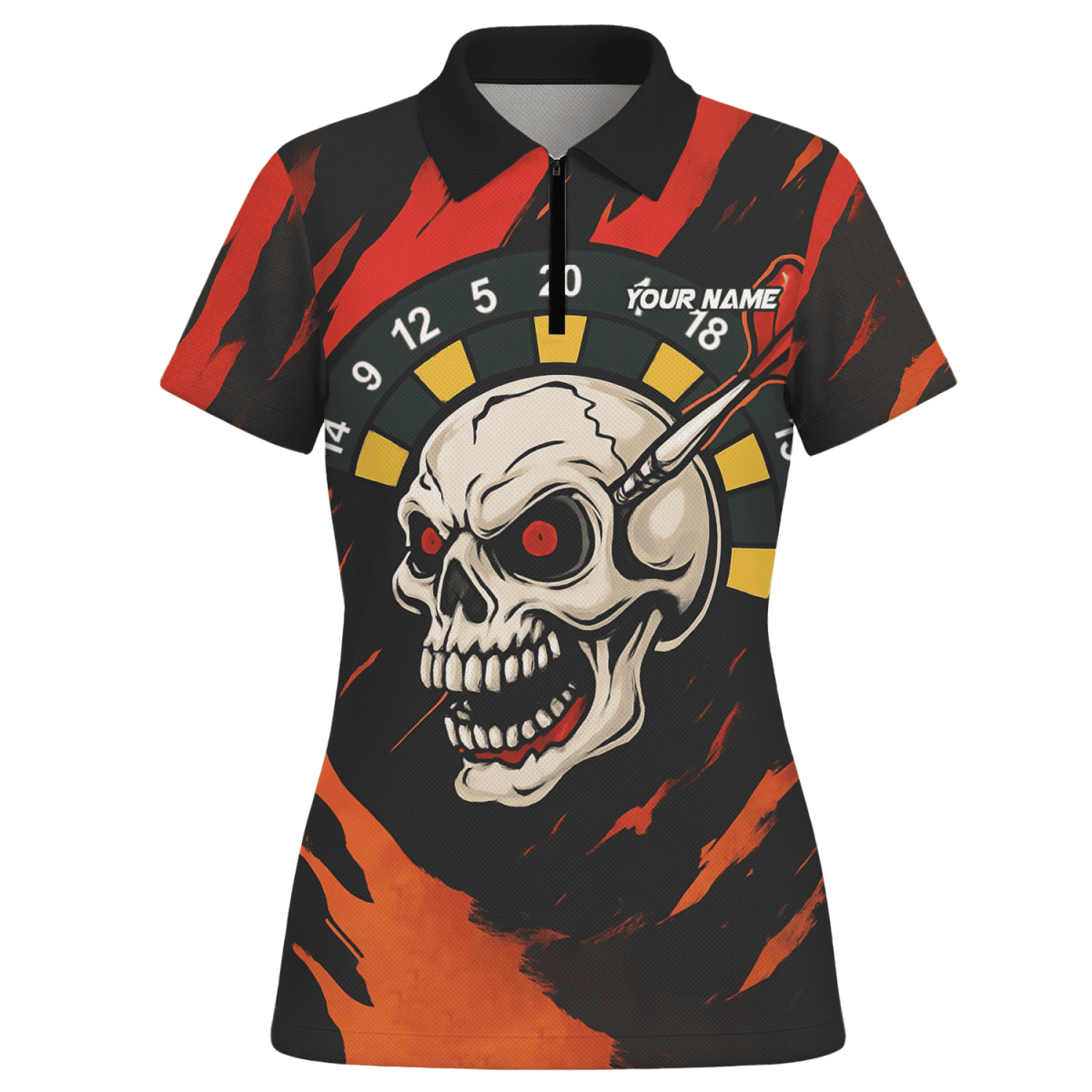 Damen Darts Polo - Shirt – Personalisiert mit Schwarz - Gold Kronen - Motiv Z2886 - Outfitsuche