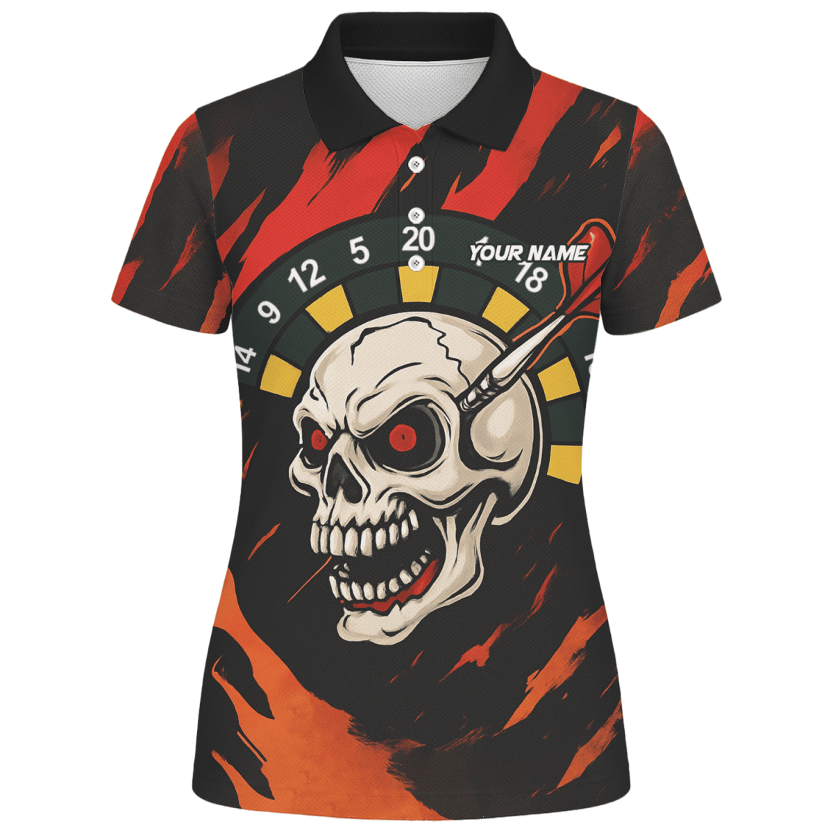 Damen Darts Polo - Shirt – Personalisiert mit Schwarz - Gold Kronen - Motiv Z2886 - Outfitsuche