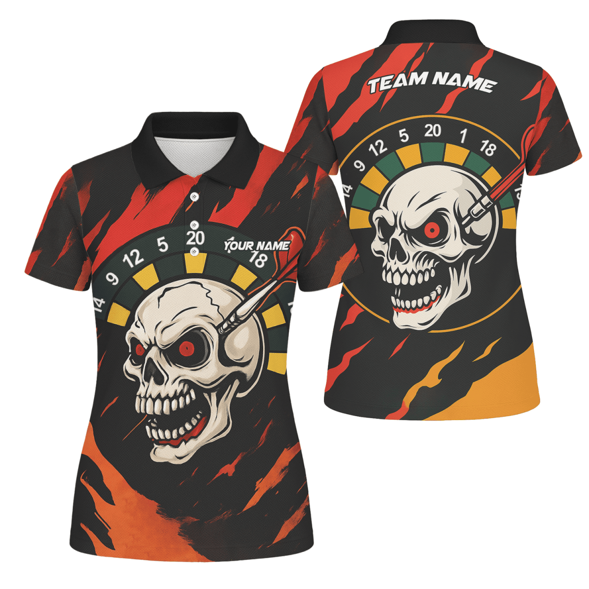 Damen Darts Polo - Shirt – Personalisiert mit Schwarz - Gold Kronen - Motiv Z2886 - Outfitsuche