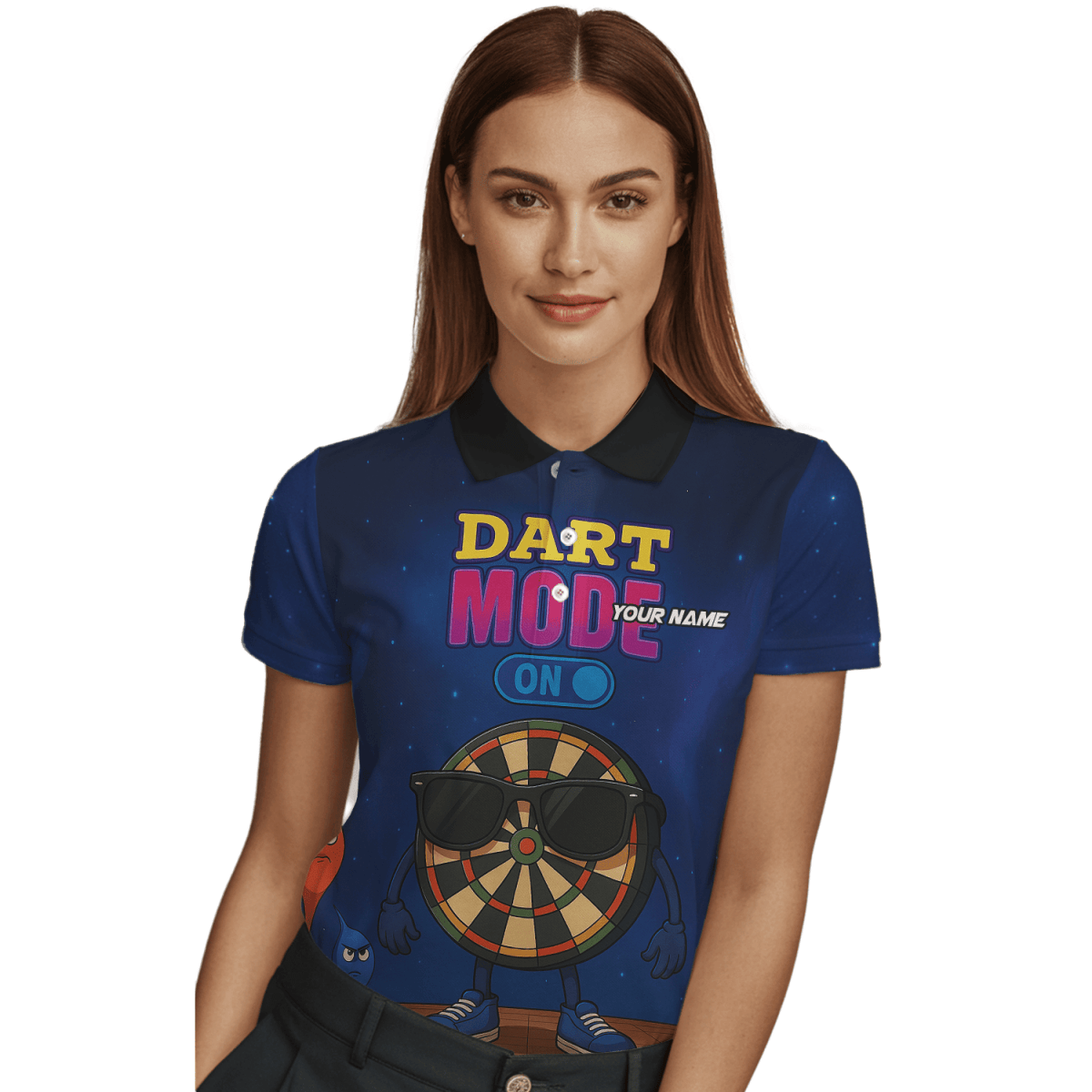 Damen Darts Polohemd Pinker Totenkopf Grunge – Personalisiert mit Wunschname X1960 - Outfitsuche