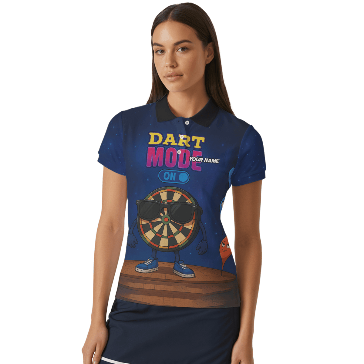 Damen Darts Polohemd Pinker Totenkopf Grunge – Personalisiert mit Wunschname X1960 - Outfitsuche