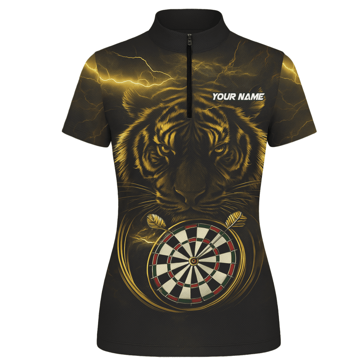 Damen Darts Poloshirt 'Fire Dog' – Personalisierbar, Schwarz - Orange X5692 - Outfitsuche