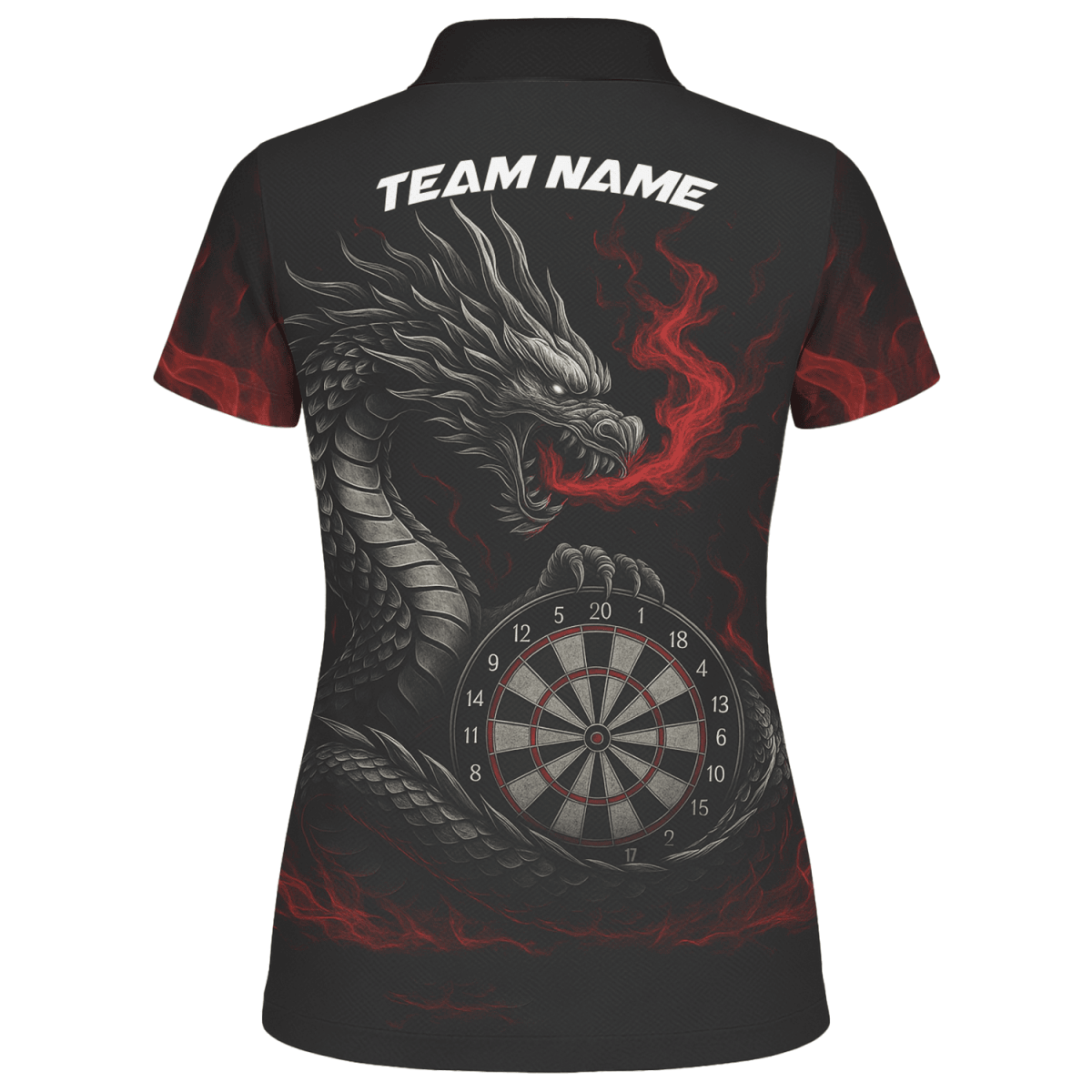 Damen Darts Poloshirt Schwarz - Rot mit Wolf - Motiv, personalisierbar W3505 - Outfitsuche
