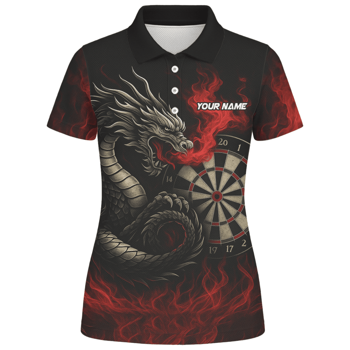 Damen Darts Poloshirt Schwarz - Rot mit Wolf - Motiv, personalisierbar W3505 - Outfitsuche