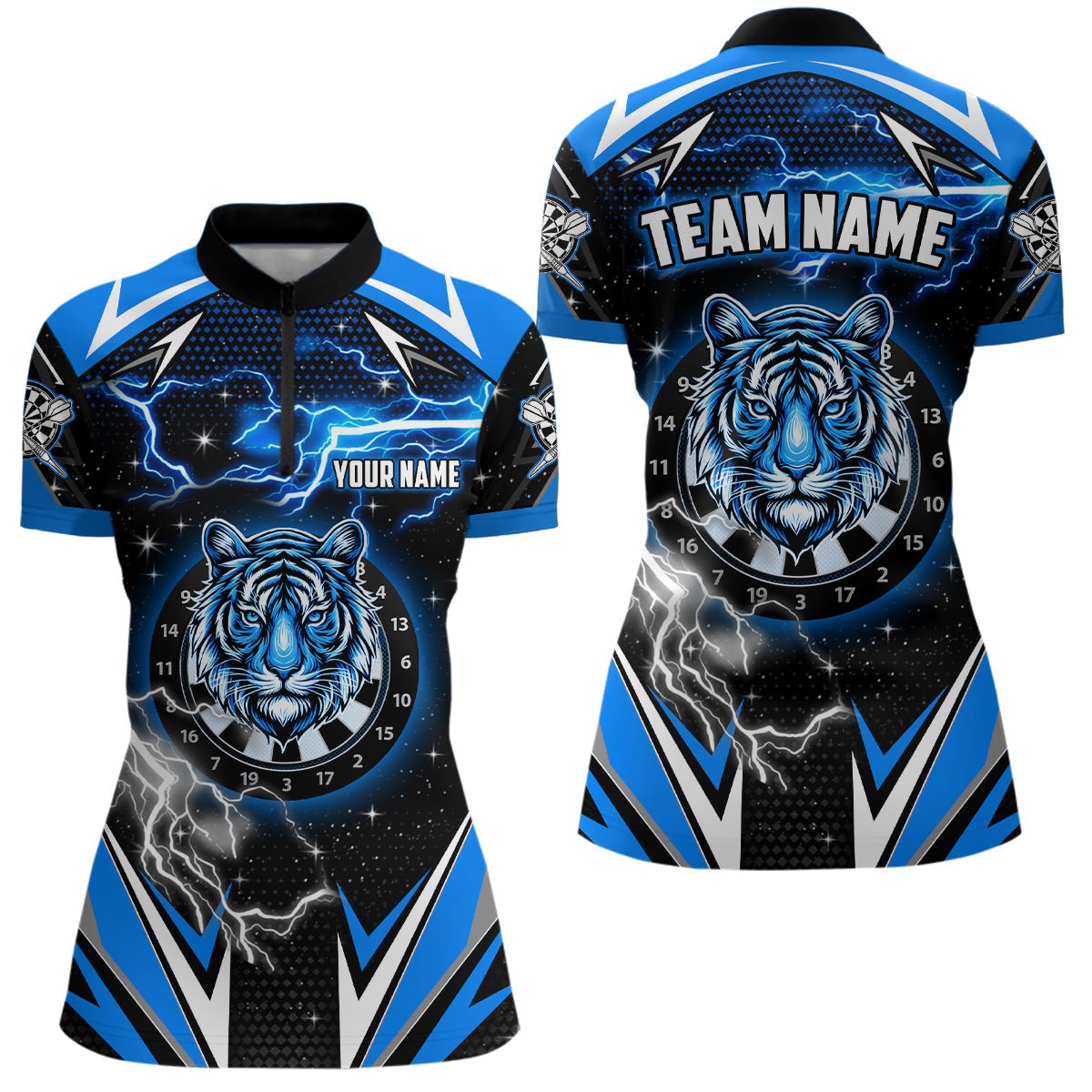 Damen Darts - Trikot Thunder mit blauem Tiger - Motiv T2213 - Outfitsuche