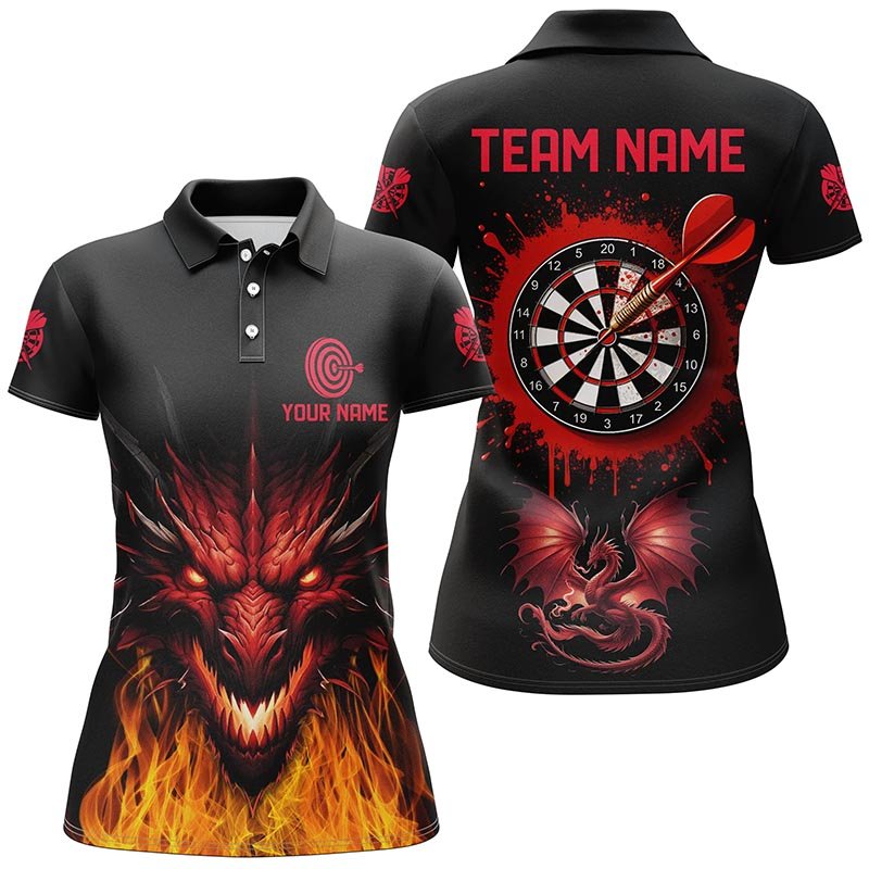 Damen Dragon Darts Polohemden - Schwarz/Rot T1451 - Outfitsuche