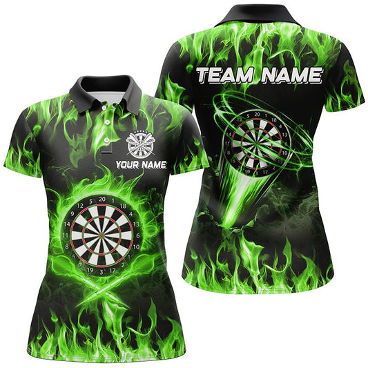 Damen Grün Feuerflamme Dartshirt - Individuelles Blitz Darts Liga Trikot T2663 - Outfitsuche