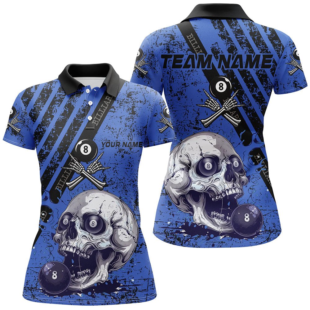 Damen Grunge Blau Skull Billard Shirt T1930 - Outfitsuche