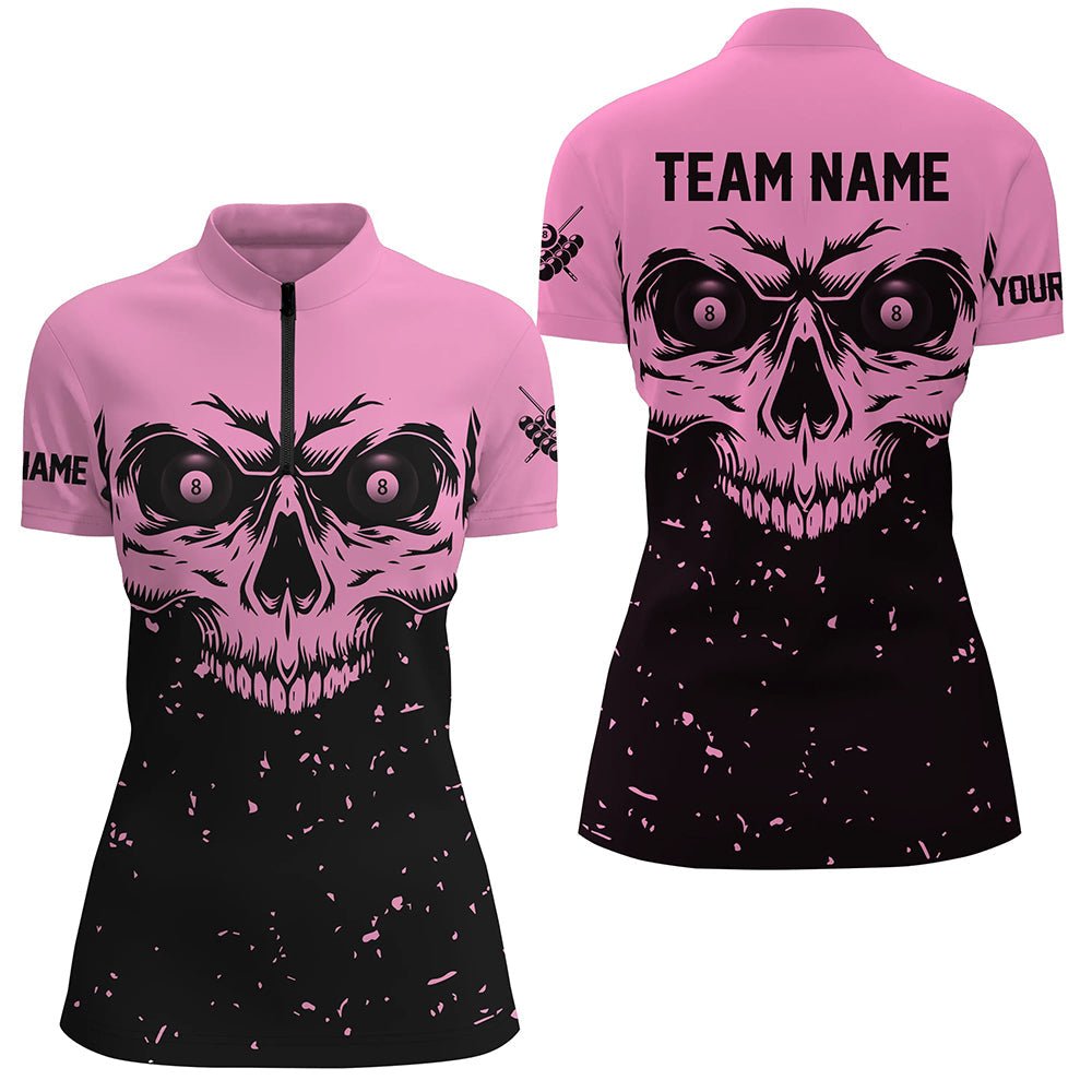 Damen Grunge Pink Schwarzes Totenkopf Billardshirt T1876 - Outfitsuche