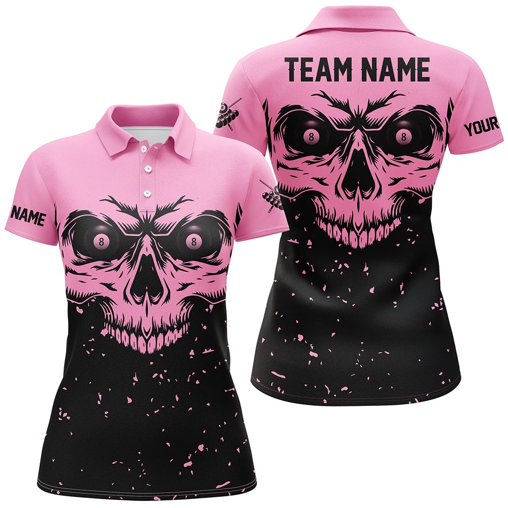 Damen Grunge Pink Schwarzes Totenkopf Billardshirt T1876 - Outfitsuche