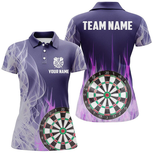 Damen lila Feuer - Flamme 3D Dartboard Polo Shirt T1292 - Outfitsuche