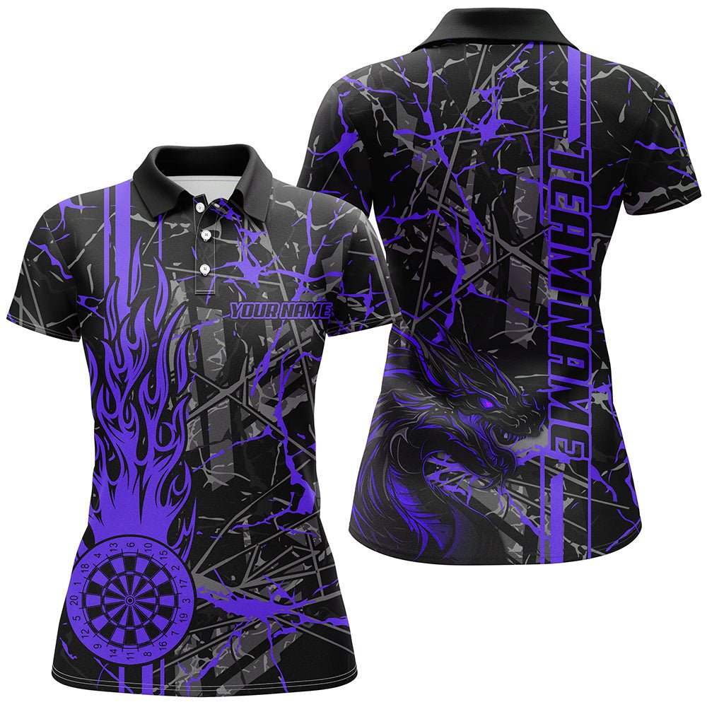 Damen Lila Grunge Darttrikot - Feuerflammen - Drache Darts Liga mit individuellem Namen T2605 - Outfitsuche