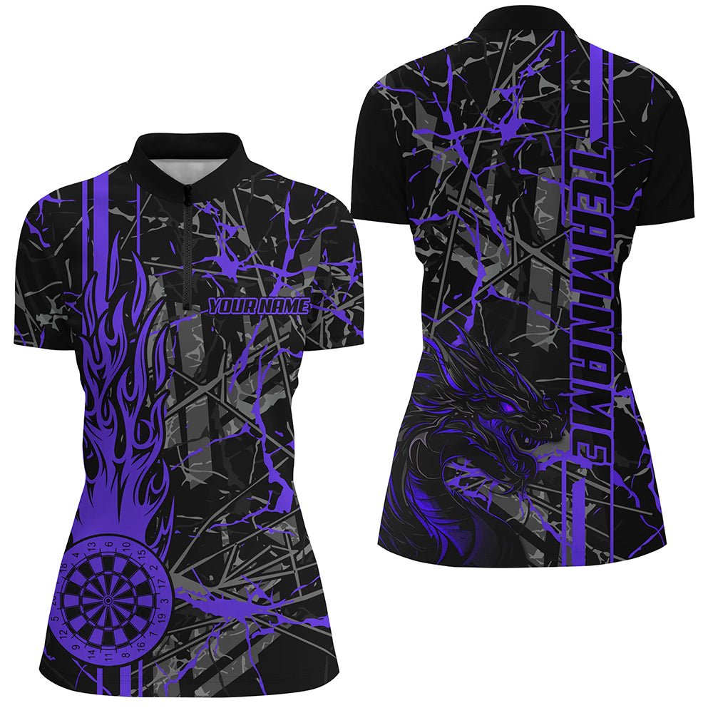 Damen Lila Grunge Darttrikot - Feuerflammen - Drache Darts Liga mit individuellem Namen T2605 - Outfitsuche