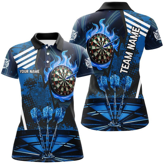 Damen Maßgeschneiderte Blaue Dartshirt - Feuerflammen Ziel T2700 - Outfitsuche