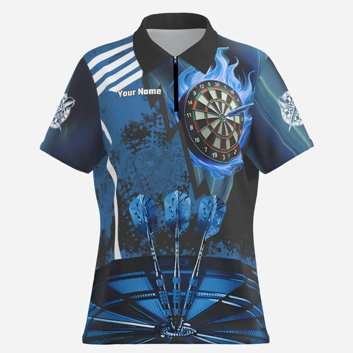 Damen Maßgeschneiderte Blaue Dartshirt - Feuerflammen Ziel T2700 - Outfitsuche