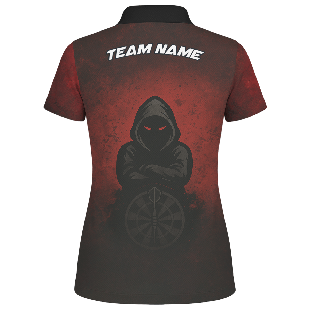 Damen Personalisiertes Kapuzen - Poloshirt Rote Augen Dart Rot Schwarz A5016 - Outfitsuche