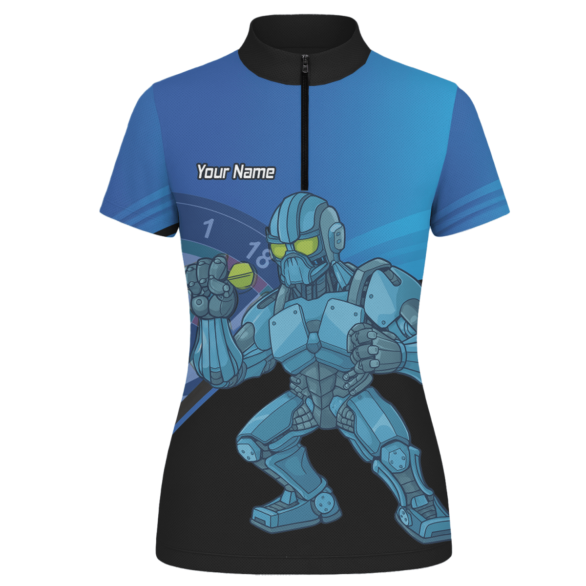 Damen Personalisiertes Roboter - Mech Poloshirt Blau Schwarz P6936 - Outfitsuche