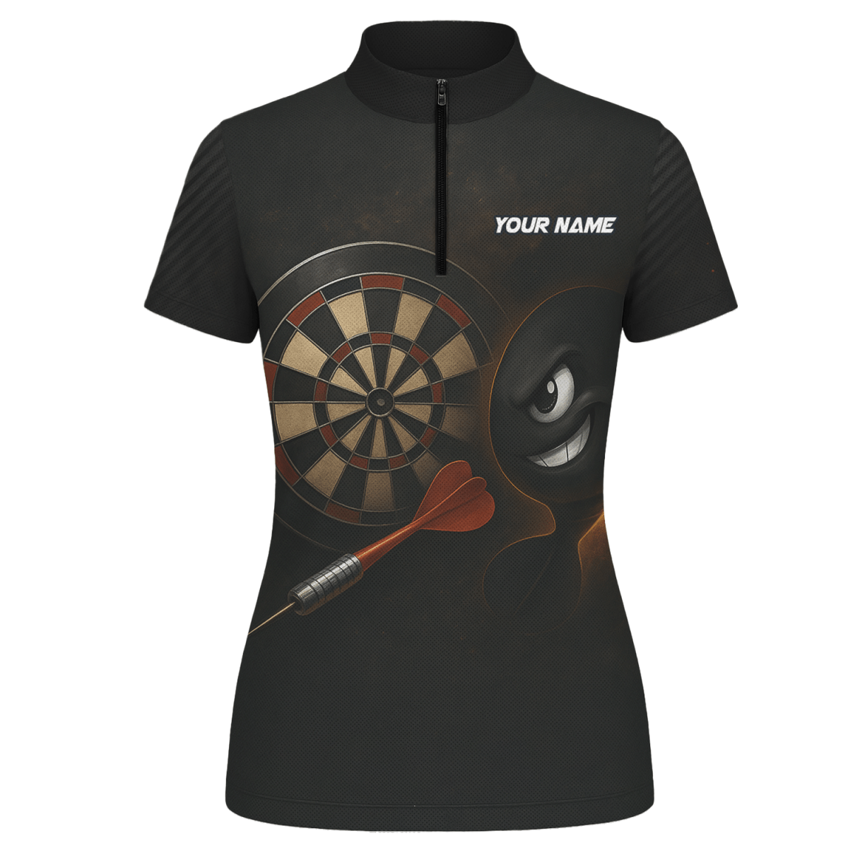 Damen Personalisiertes Schwarzes Jersey Poloshirt mit Explosivem Dart Motiv P7113 - Outfitsuche