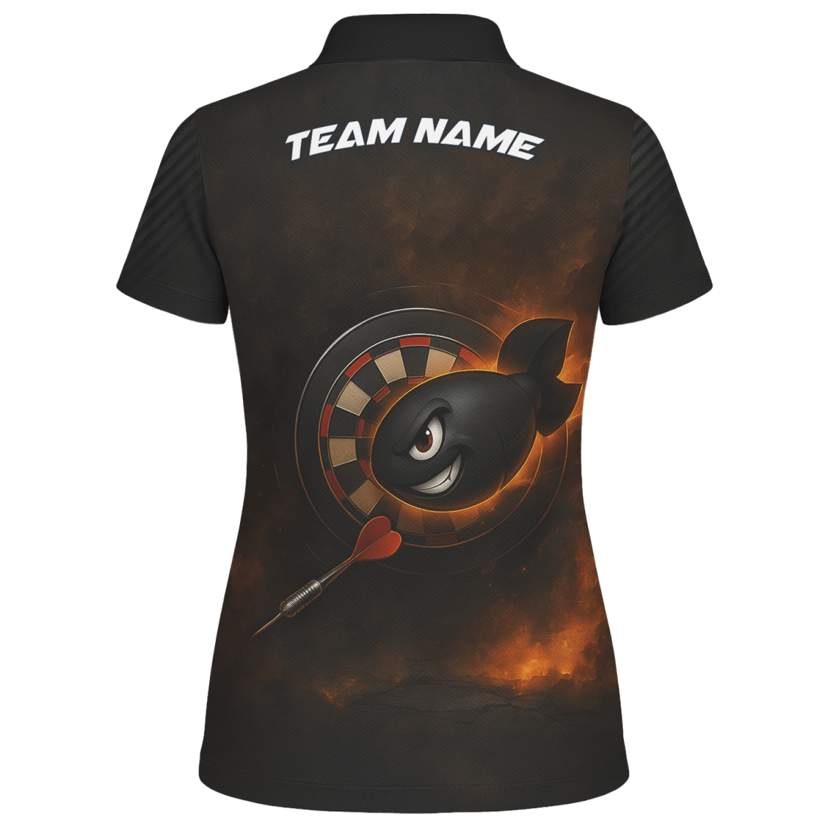 Damen Personalisiertes Schwarzes Jersey Poloshirt mit Explosivem Dart Motiv P7113 - Outfitsuche