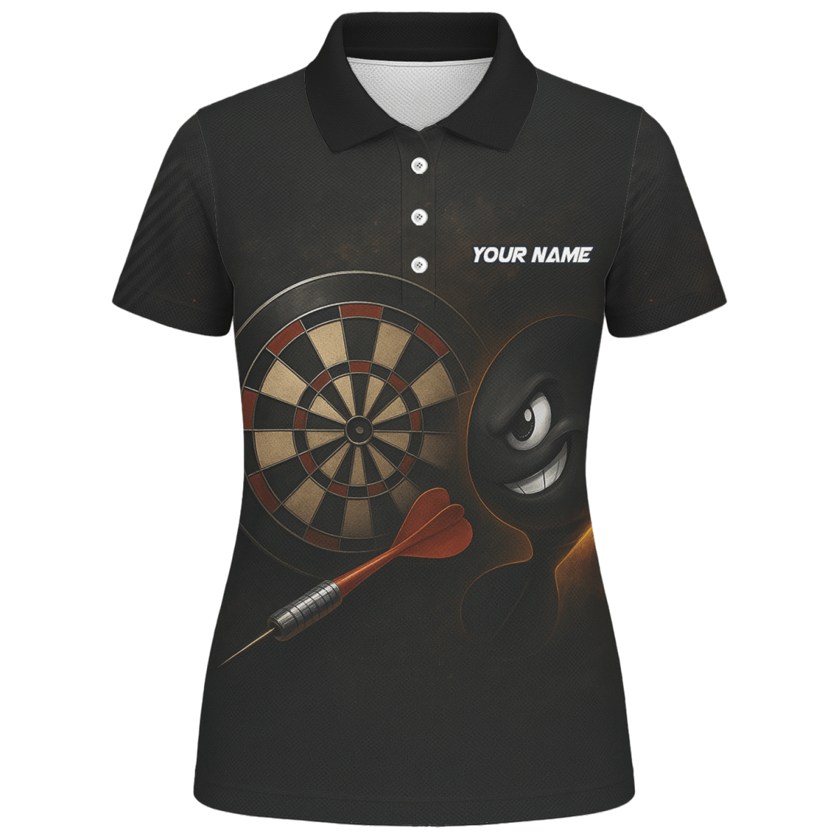 Damen Personalisiertes Schwarzes Jersey Poloshirt mit Explosivem Dart Motiv P7113 - Outfitsuche