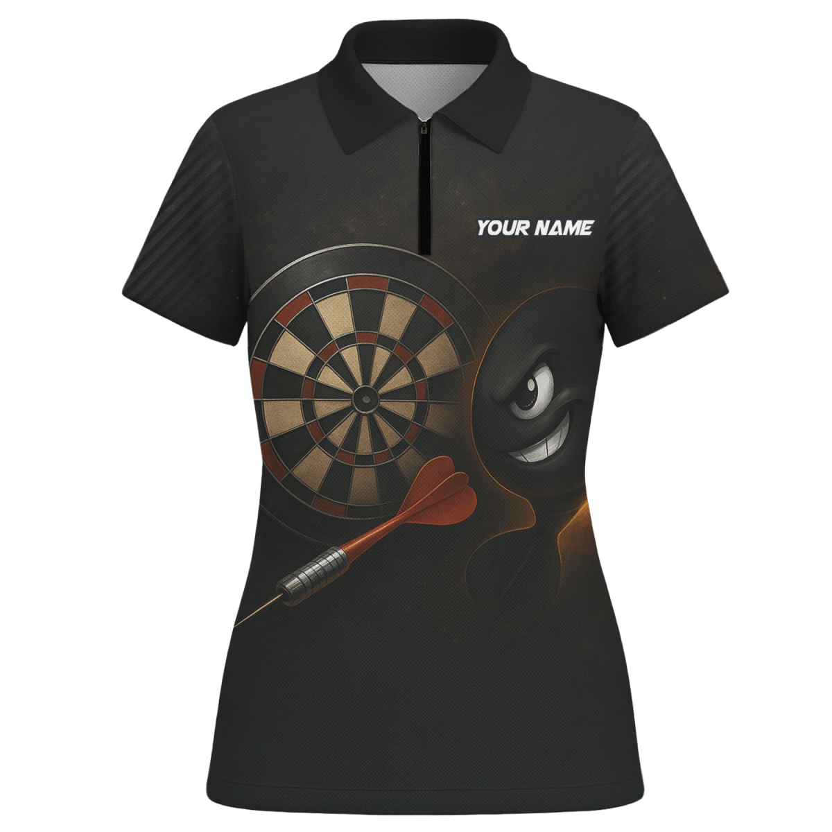 Damen Personalisiertes Schwarzes Jersey Poloshirt mit Explosivem Dart Motiv P7113 - Outfitsuche