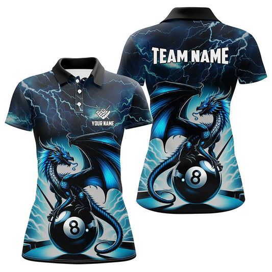 Damen Polo - Shirt Blue Lightning Thunder Dragon für Billard T1327 - Outfitsuche