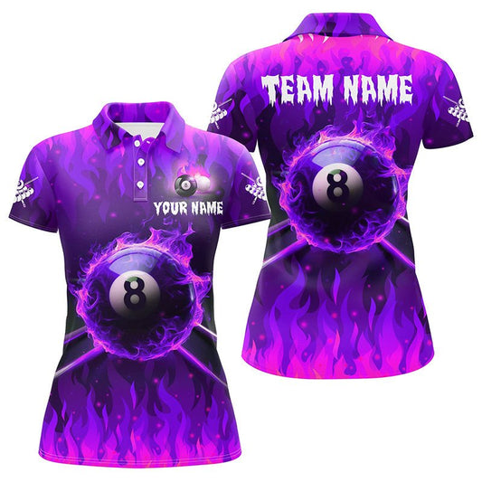 Damen Polo - Shirt Purple 8 Ball Pool T1436 - Outfitsuche