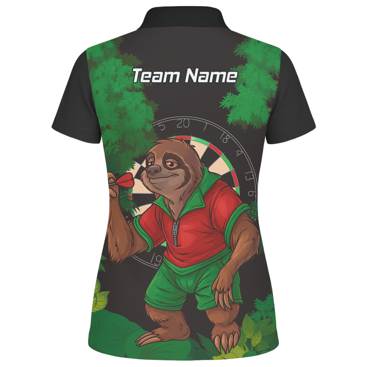 Damen Poloshirt Faultier Darts Dschungel Motiv Personalisiert Schwarz Grün Rot K9408 - Outfitsuche
