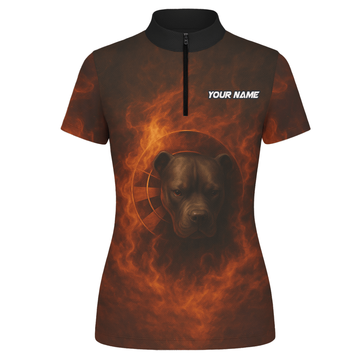 Damen Poloshirt mit Wunschname: Pitbull Flammen Motiv Y3740 - Outfitsuche