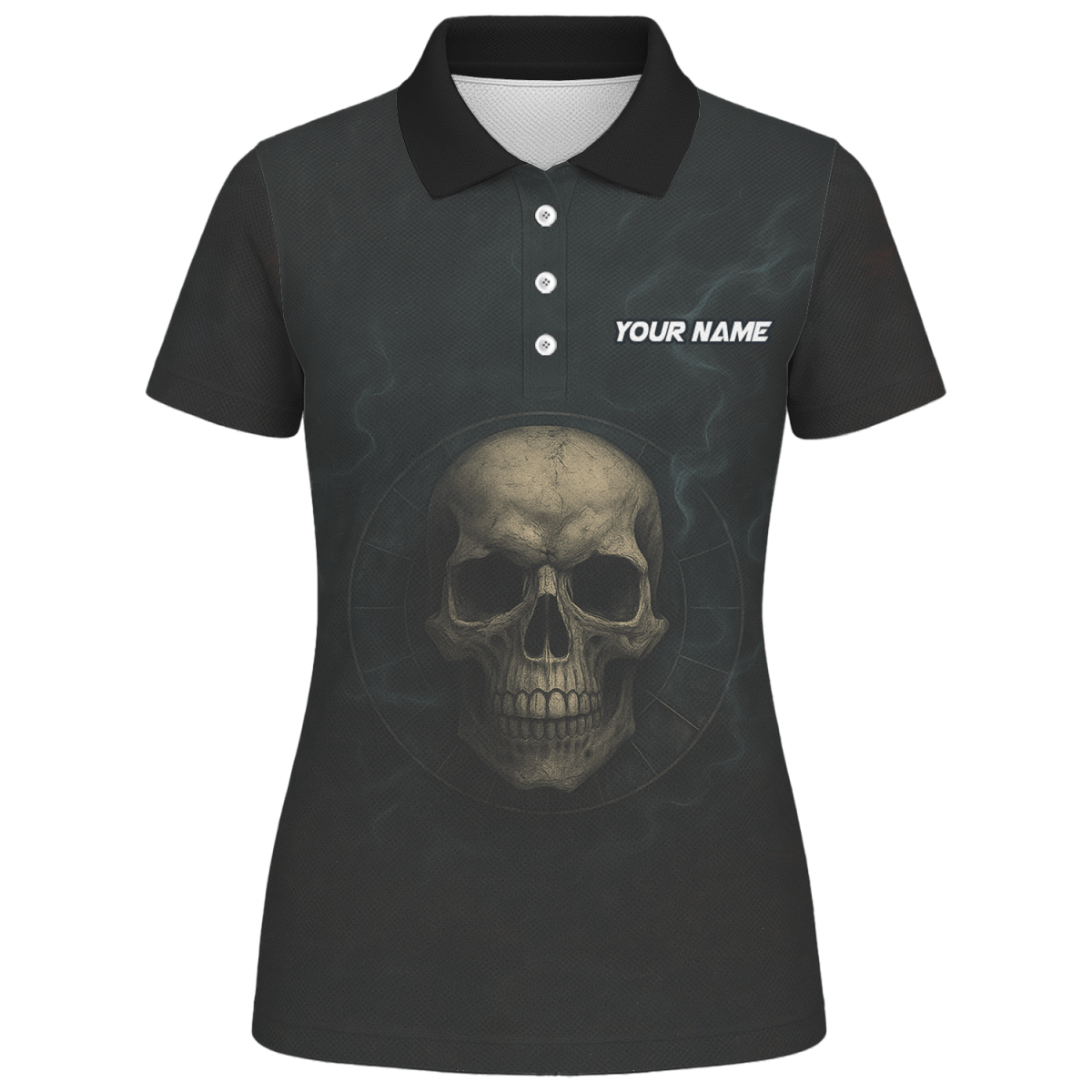 Damen Poloshirt Personalisiert Dunkler Schädel Zombie B8029 - Outfitsuche