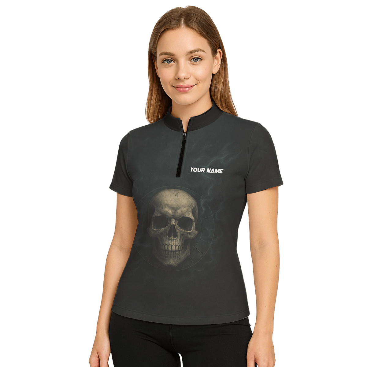 Damen Poloshirt Personalisiert Dunkler Schädel Zombie B8029 - Outfitsuche