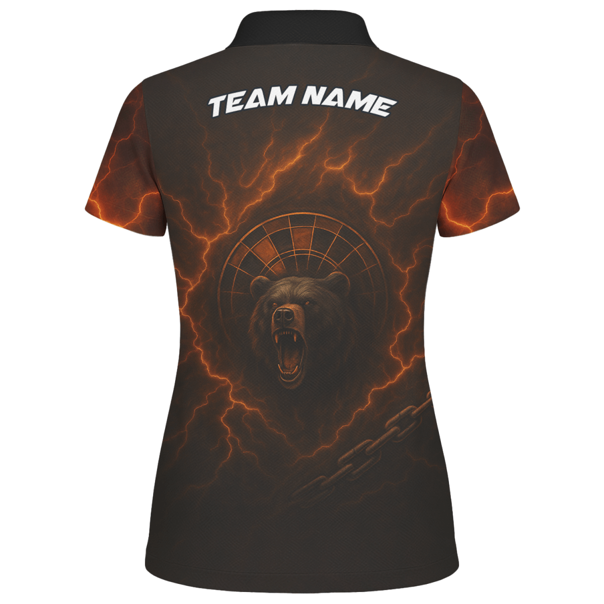 Damen Poloshirt Personalisiert Feuriger Bär Blitzpfeil Motiv Schwarz Rot Orange R3672 - Outfitsuche
