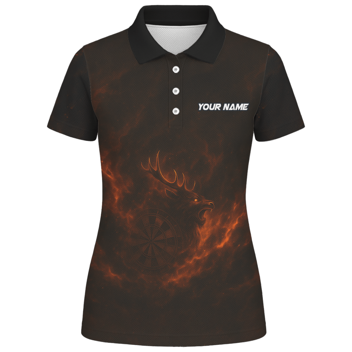 Damen Poloshirt Schwarz Individuell Feuriger Hirsch Dart V8802 - Outfitsuche