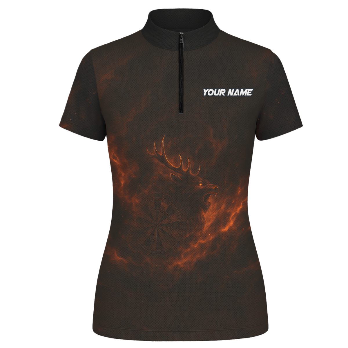 Damen Poloshirt Schwarz Individuell Feuriger Hirsch Dart V8802 - Outfitsuche