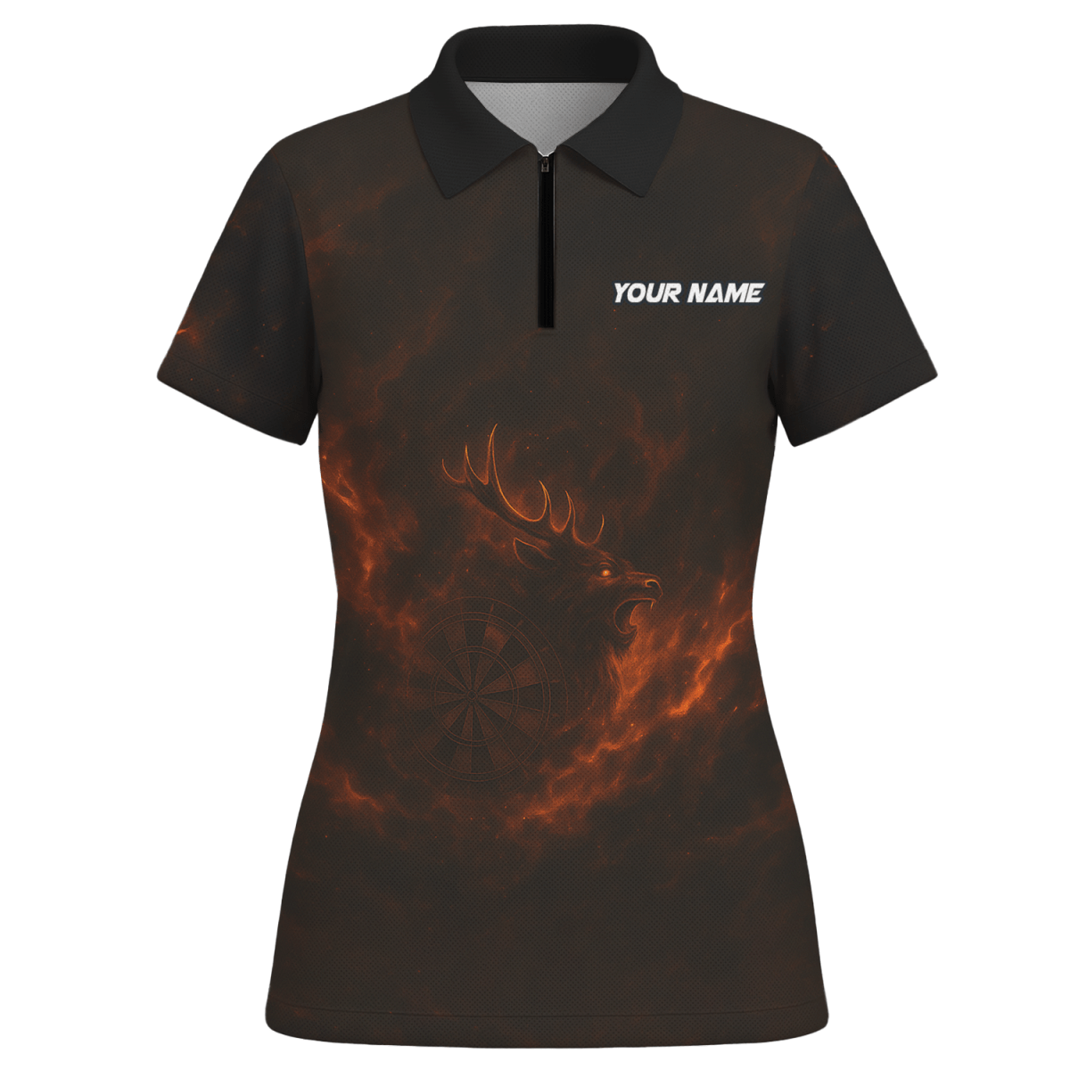 Damen Poloshirt Schwarz Individuell Feuriger Hirsch Dart V8802 - Outfitsuche