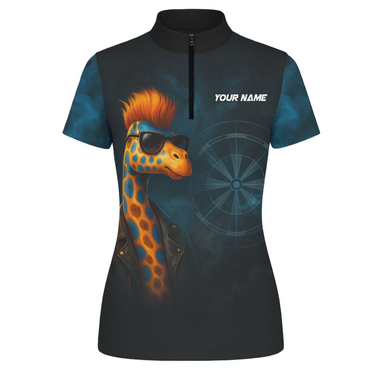 Damen Poloshirt Schwarz - Personalisiert - Giraffe Darts Design - Outfitsuche