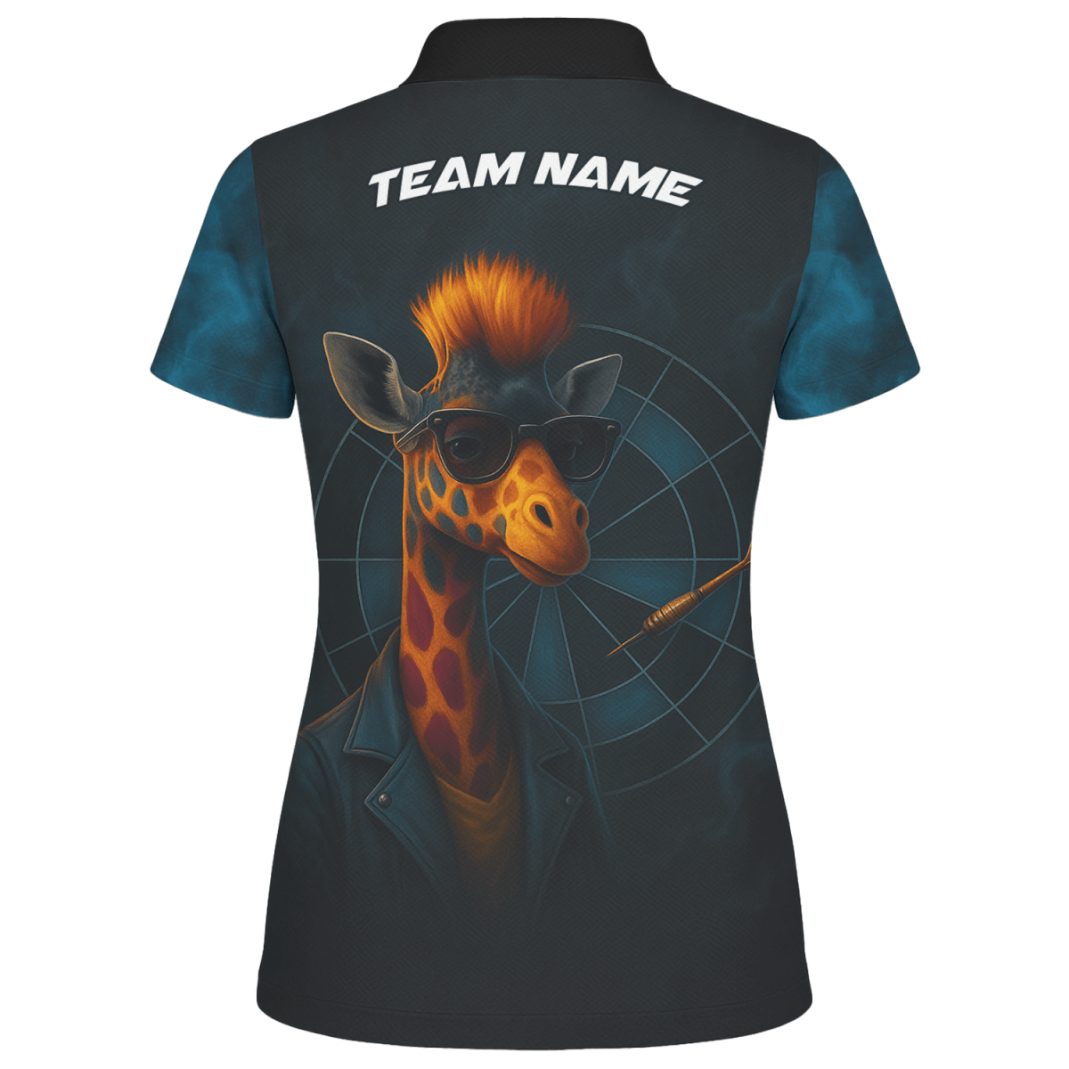 Damen Poloshirt Schwarz - Personalisiert - Giraffe Darts Design - Outfitsuche