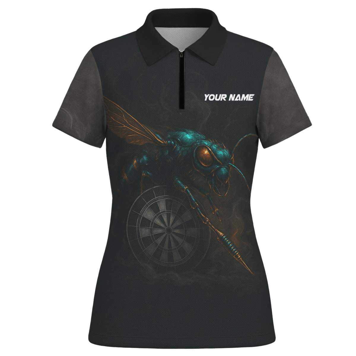 Damen Poloshirt Schwarz Personalisiert mit Wasp Dart Design und Wunschnamen für Teams - Outfitsuche