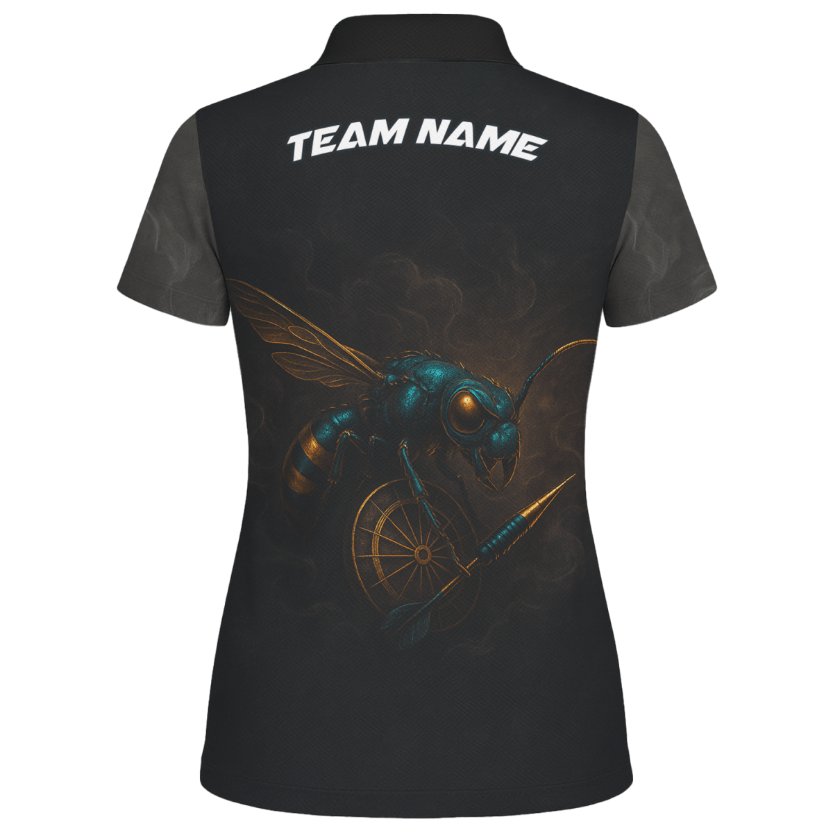 Damen Poloshirt Schwarz Personalisiert mit Wasp Dart Design und Wunschnamen für Teams - Outfitsuche
