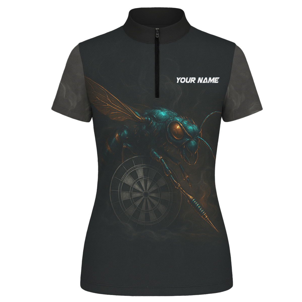 Damen Poloshirt Schwarz Personalisiert mit Wasp Dart Design und Wunschnamen für Teams - Outfitsuche