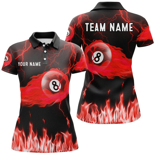 Damen Rot 8 - Ball Flammen Thunder Lightning Billardshirt T2052 - Outfitsuche