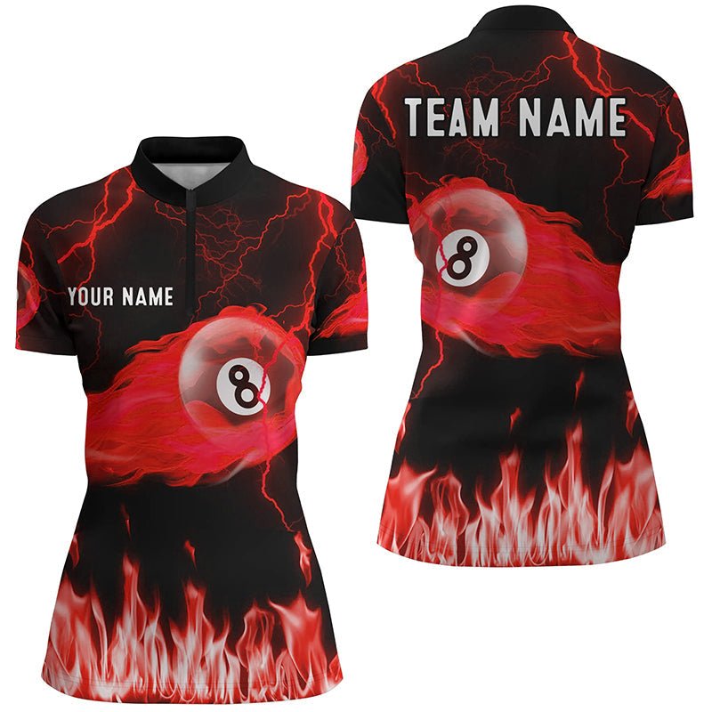 Damen Rot 8 - Ball Flammen Thunder Lightning Billardshirt T2052 - Outfitsuche