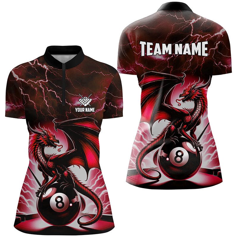 Damen Rotes Blitz Thunder Dragon 8 - Ball Pool Shirt T1757 - Outfitsuche