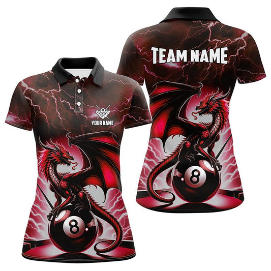 Damen Rotes Blitz Thunder Dragon 8 - Ball Pool Shirt T1757 - Outfitsuche