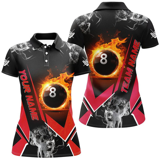 Damen Rotes Flammen 8 - Ball Billard - Jersey T1848 - Outfitsuche