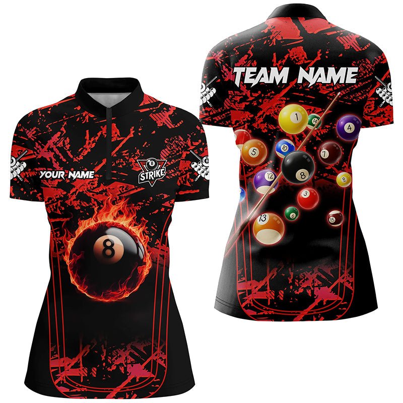 Damen Rotes Grunge 8 - Ball Pool Polo & Viertel - Reißverschluss Shirt T1761 - Outfitsuche