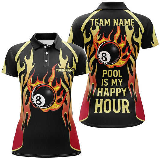 Damen Schwarz 8 - Ball Feuerflammen Billard - Jersey T2087 - Outfitsuche