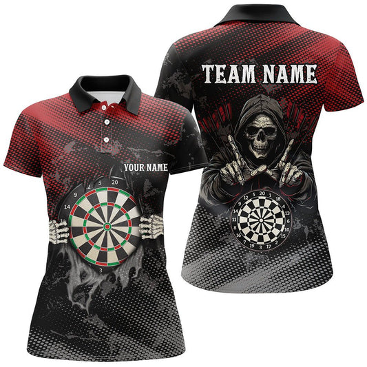 Damen T-Shirt mit individuellem roten und schwarzen Totenkopf - Motiv für Darts T1987 - Outfitsuche