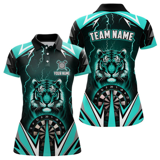 Damen Tiger Darts Shirt mit Blitzmotiv in Türkis - Modell T2478 - Outfitsuche