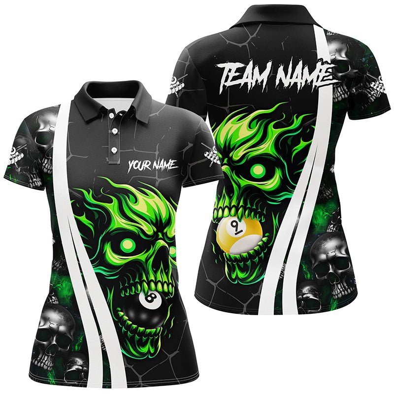 Damen Trikot mit grünem Skull - 8 - Ball & 9 - Ball Billard T2082 - Outfitsuche